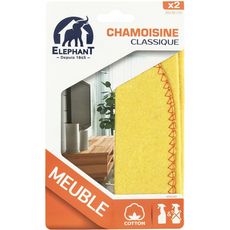 ELEPHANT Lavette chamoisine meuble 36x36cm 2 lavettes