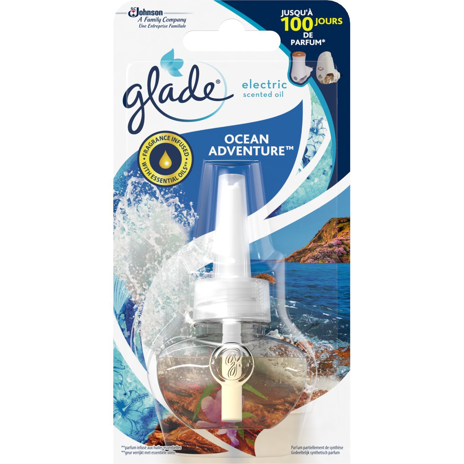 GLADE Recharge diffuseur électrique océan adventure 20ml pas cher