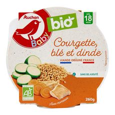 Auchan Baby Bio Assiette Courgette Ble Et Dinde Des 18 Mois 260g Pas Cher A Prix Auchan