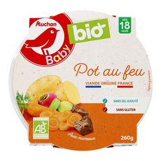 Auchan Baby Bio Assiette Pot Au Feu Sans Sel Ajoute Sans Gluten Des 18 Mois 260g Pas Cher A Prix Auchan