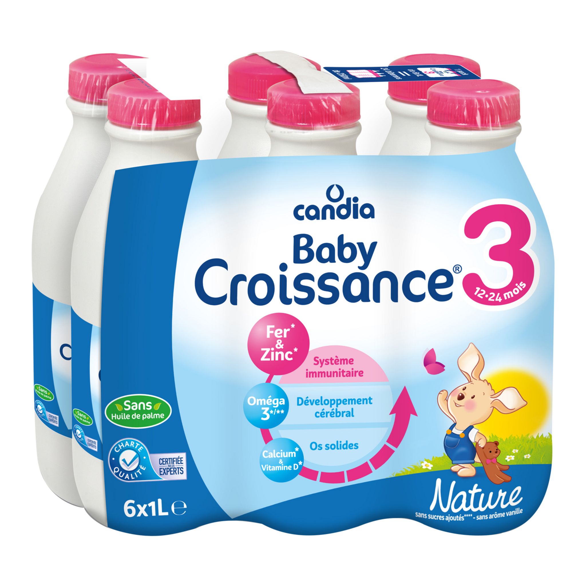 CANDIA Baby 3 lait de croissance liquide dès 12 mois 6x1l pas cher 