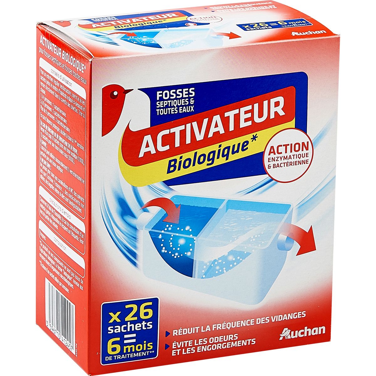 AUCHAN Activateur biologique fosses septiques & toutes eaux 26 sachets