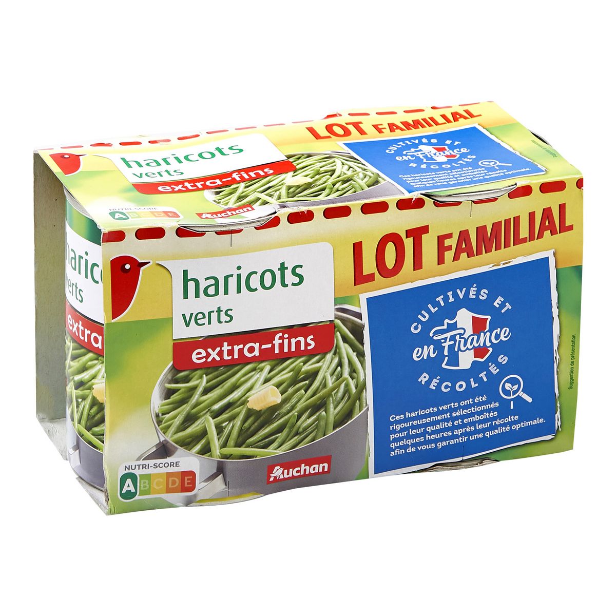 AUCHAN Haricots verts extra fins 2x440g