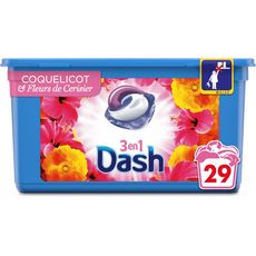 DASH Lessive capsules coquelicot & fleurs cerisier fraîcheur Lenor 29 lavages 29 capsules