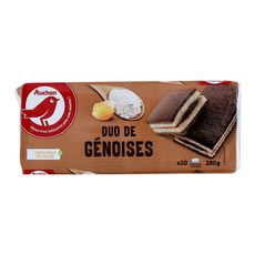 AUCHAN ESSENTIEL Génoises fourrées cacao, sachets individuels 10 gâteaux 280g