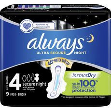 ALWAYS Ultra Night serviettes hygiéniques nuit avec ailettes taille 4 9 serviettes