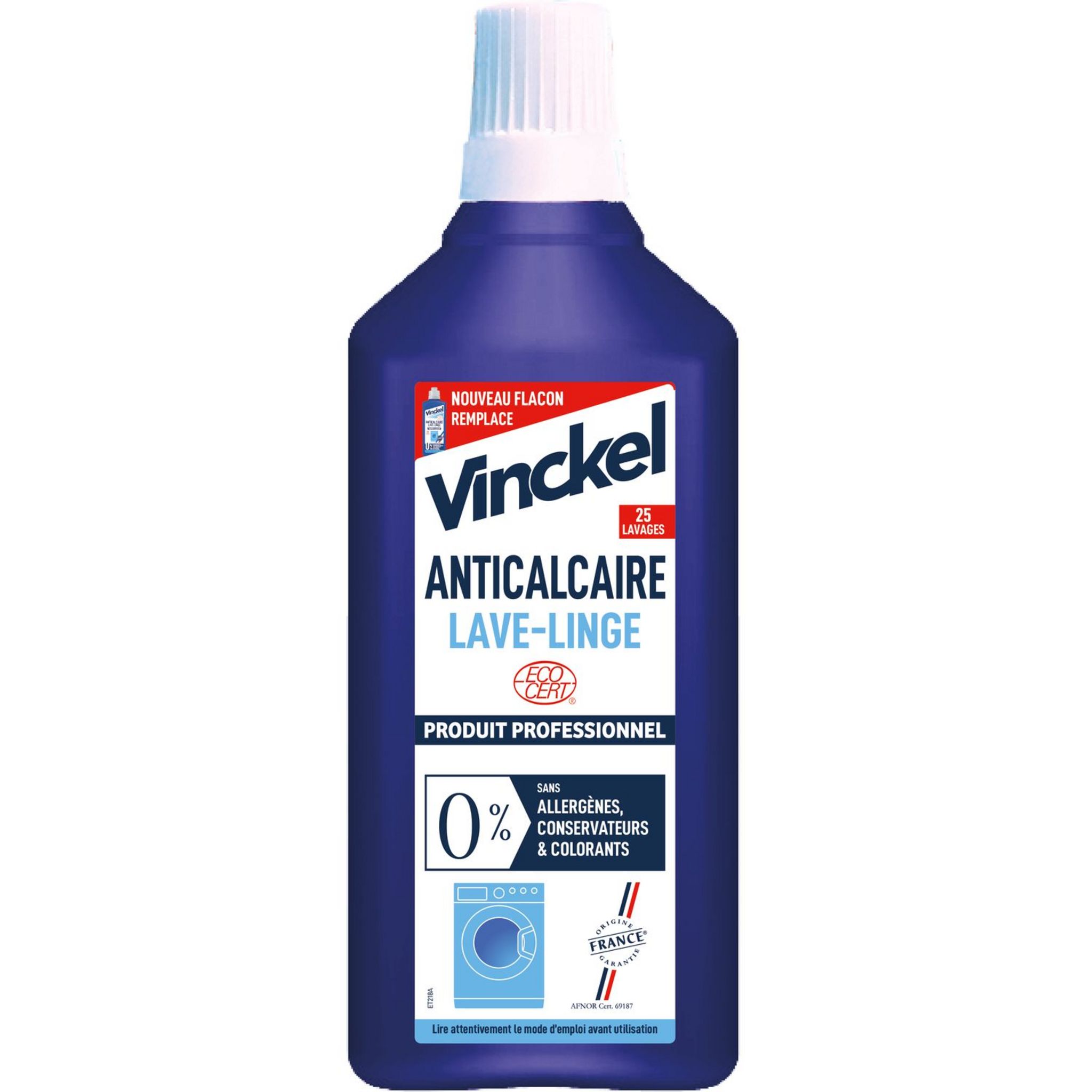 VINCKEL Anticalcaire lave-linge 25 lavages 1l pas cher 