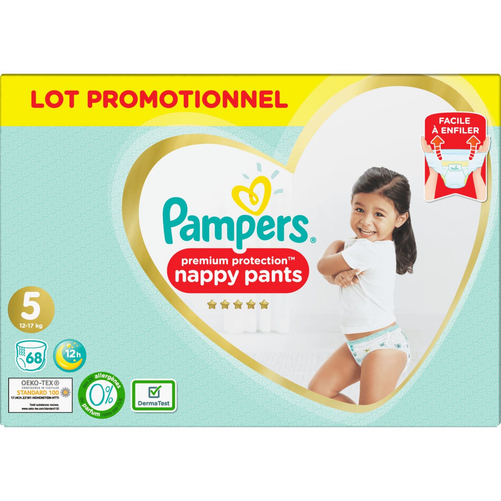 Pampers Couches culottes Premium Protection Pants taille 5 12-17 kg pack  mensuel 1x144 pièces
