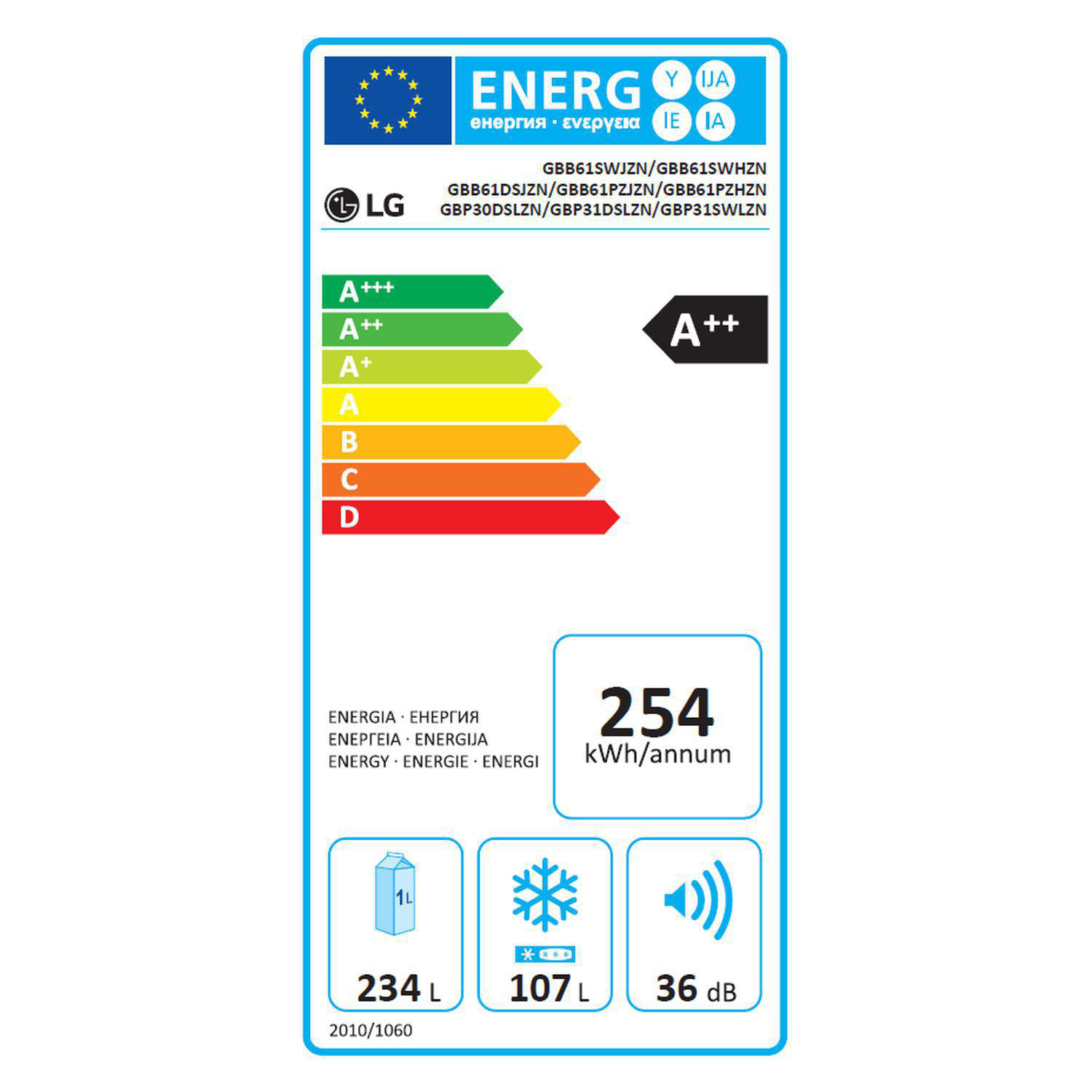 Réfrigérateur Combiné 2 portes LG 341L GBP30DSLZN