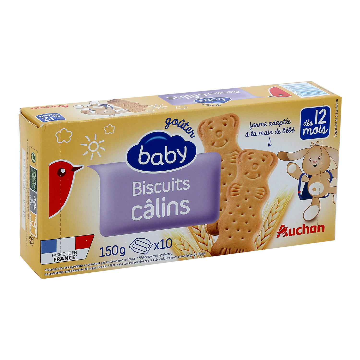 AUCHAN BABY Mon petit goûter biscuits dès 12 mois 150g pas cher