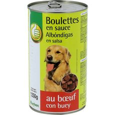 POUCE Boîte de boulettes en sauce au boeuf pour chien 1250g