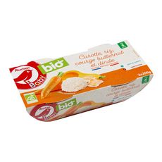 Auchan Baby Bio Bol Carottes Riz Courge Butternut Et Dinde Bio Des 6 Mois 2x0g Pas Cher A Prix Auchan