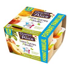 CHARLES & ALICE Spécialités pommes poire sans sucres ajoutés 8x100g