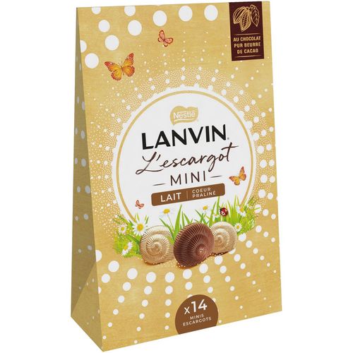 LANVIN L'escargot mini au chocolat au lait et cœur praliné 110g pas cher 