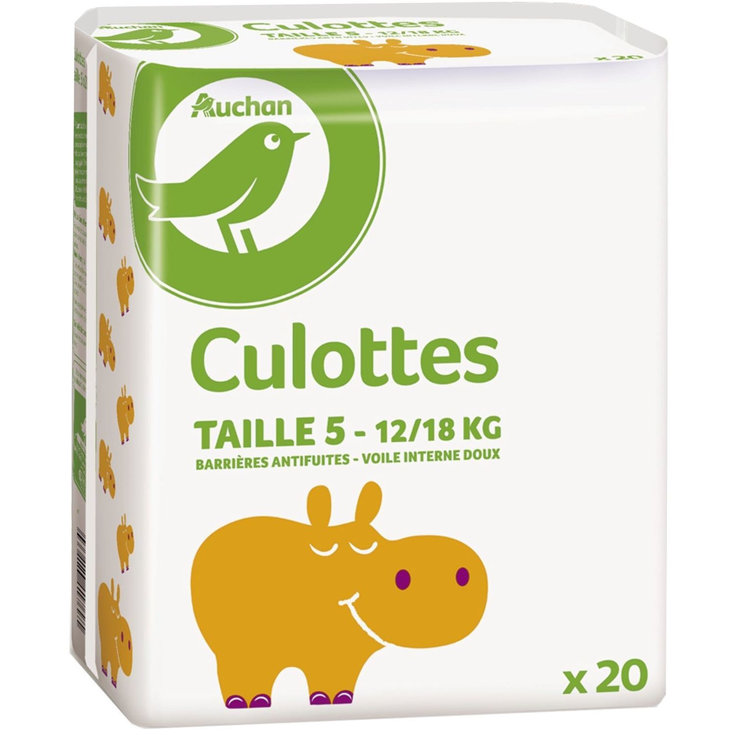 AUCHAN BABY : Couches-culottes taille 5 (12-18 kg) - chronodrive