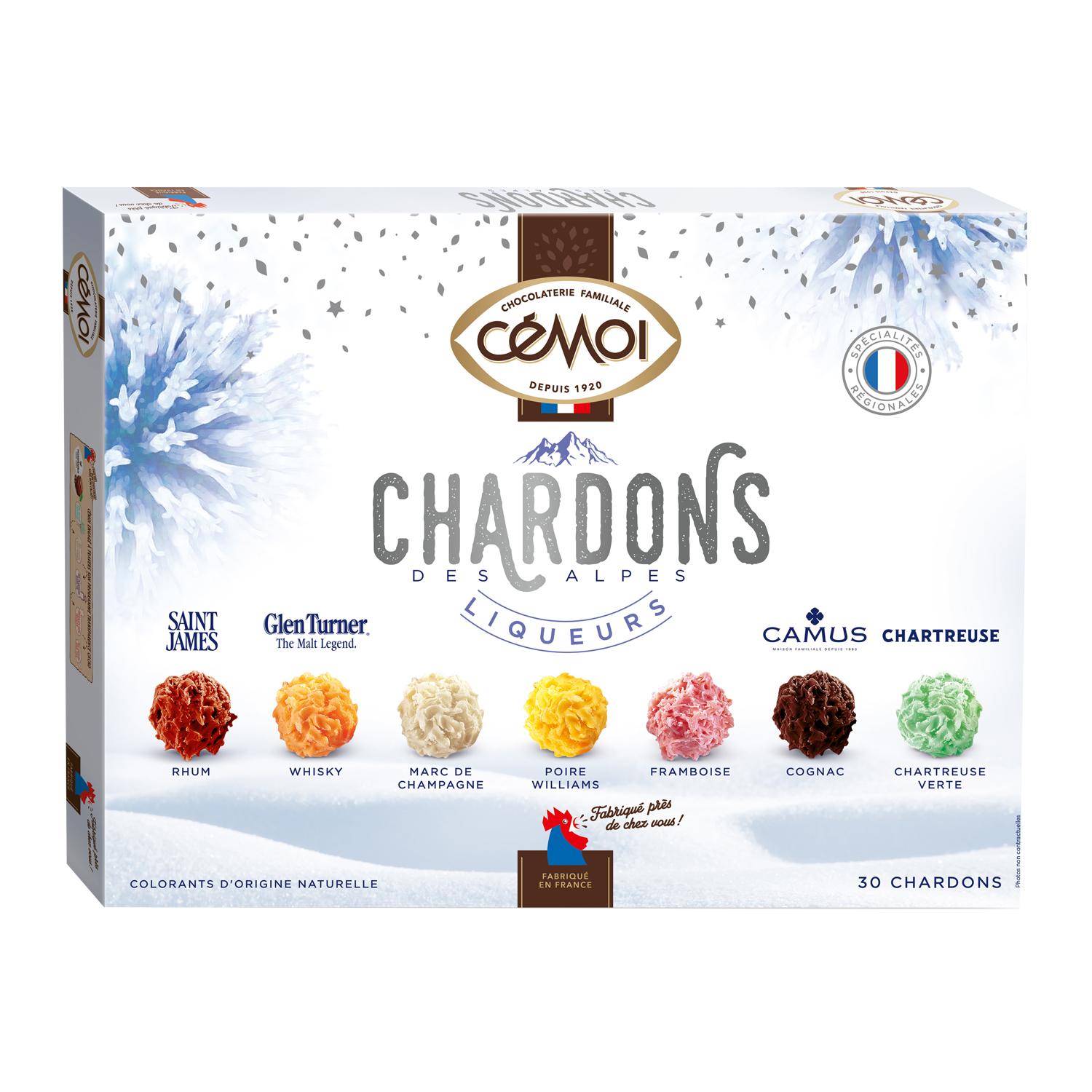 VENDOME Chardons chocolats grand marnier-chartreuse-poire  williams-framboise-kirsch 200g pas cher 