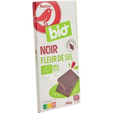 AUCHAN BIO Tablette chocolat noir 55% fleur de sel 100g