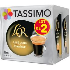 TASSIMO Dosettes de café L'Or espresso café long classique 2x16 dosettes 208g