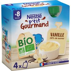 Nestle P Tit Gourmand Gourde Dessert Lacte Vanille Bio Des 8 Mois 4x85g Pas Cher A Prix Auchan