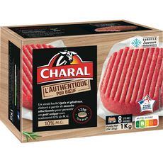 CHARAL Steaks hachés pur bœuf 10%MG 8 pièces 1kg