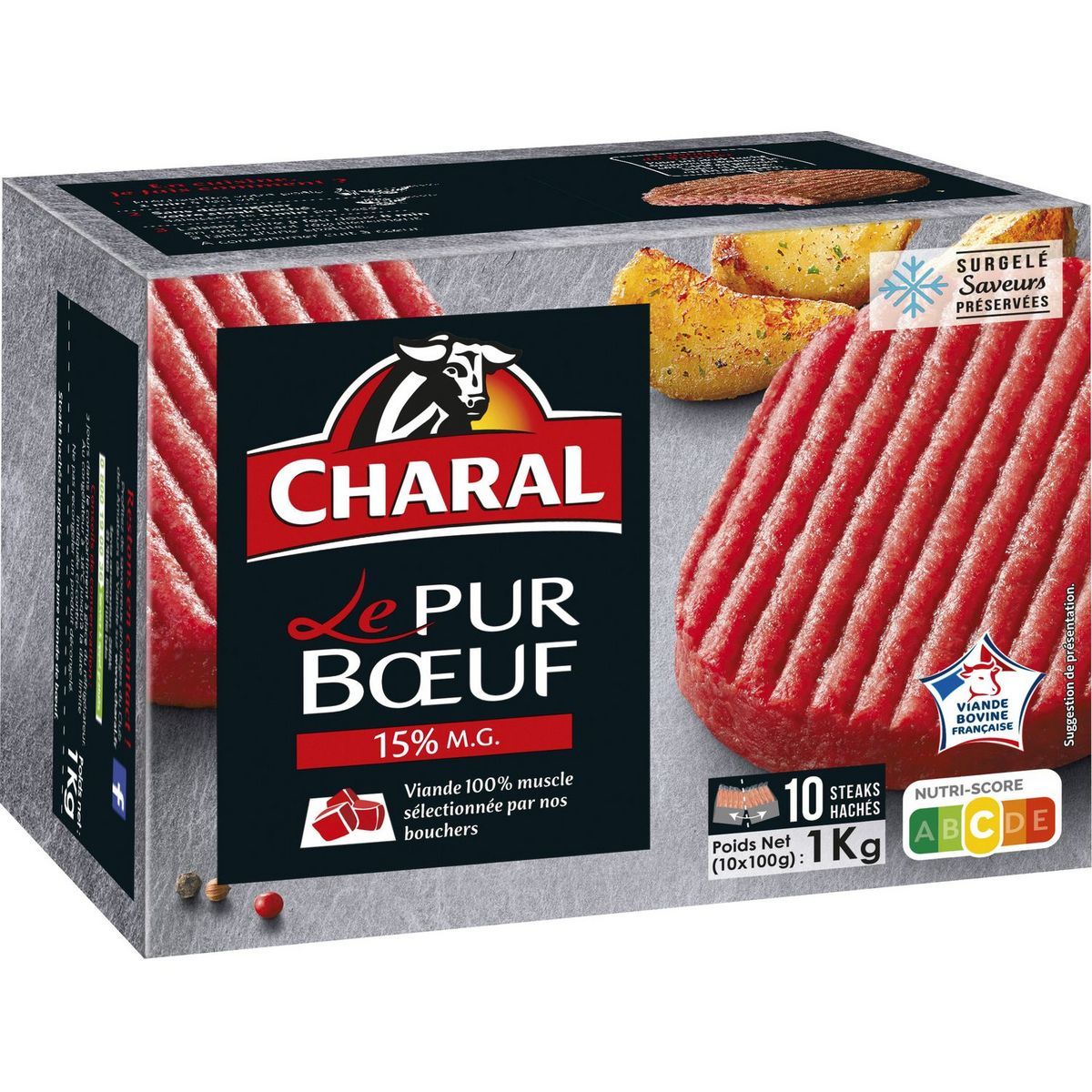 Charal Steaks Haches 100 Pur Bœuf 15 Mg 10 Pieces 1kg Pas Cher A Prix Auchan