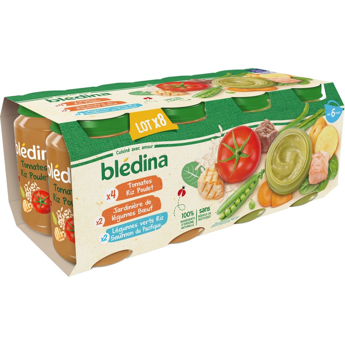 Bledina Petits Pots 3 Varietes Legumes Viandes Poissons Des 6 Mois 8x0g Pas Cher A Prix Auchan