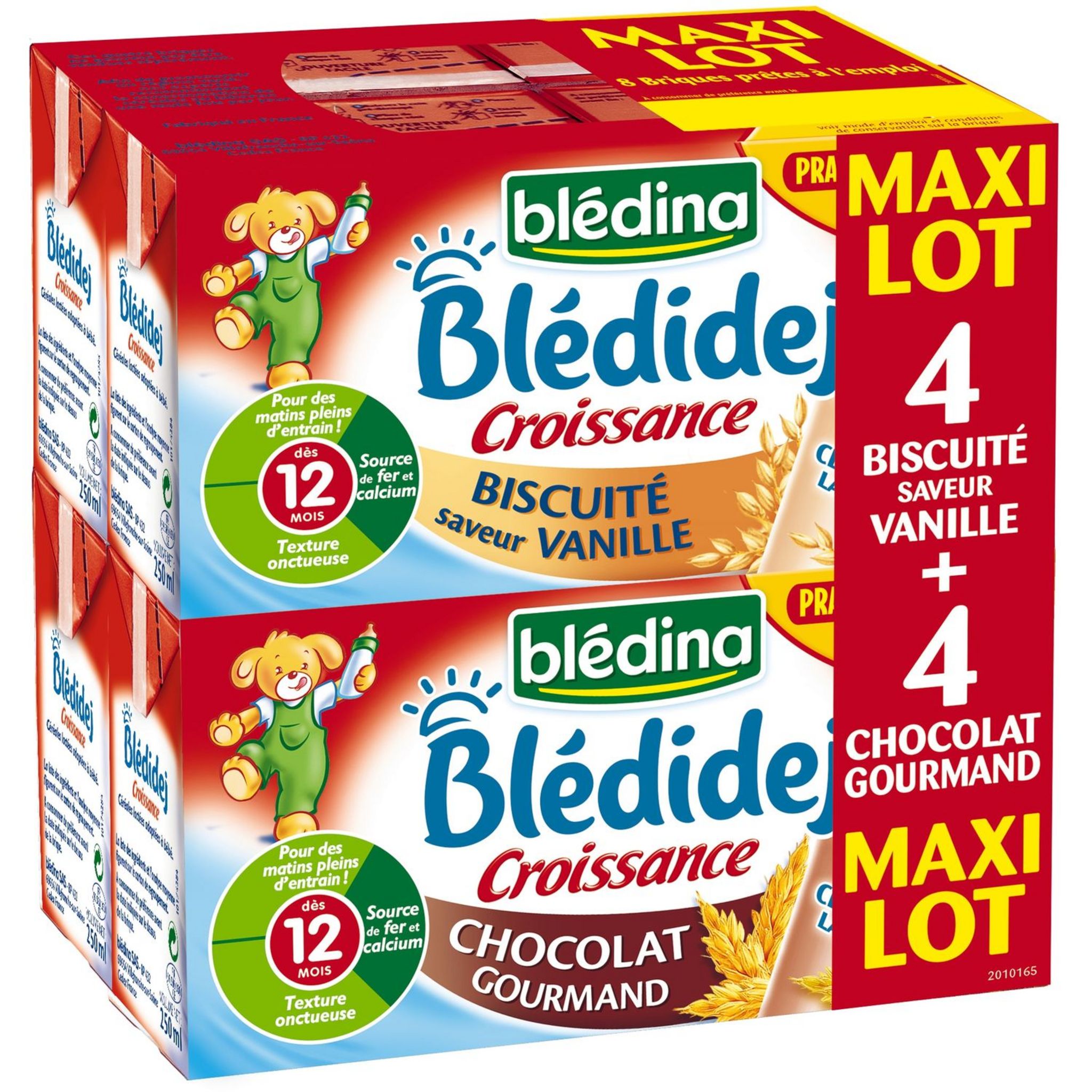 Blédidej Céréales au lait saveur vanille dès 6 mois BLEDINA, les 2 briques  de 250ml - Super U, Hyper U, U Express 