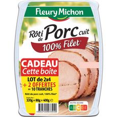 FLEURY MICHON FLEURY MICHON Rôti de porc cuit 2x4 tranches+ 2 offertes 400g 2x4 + 2 offerts 400g