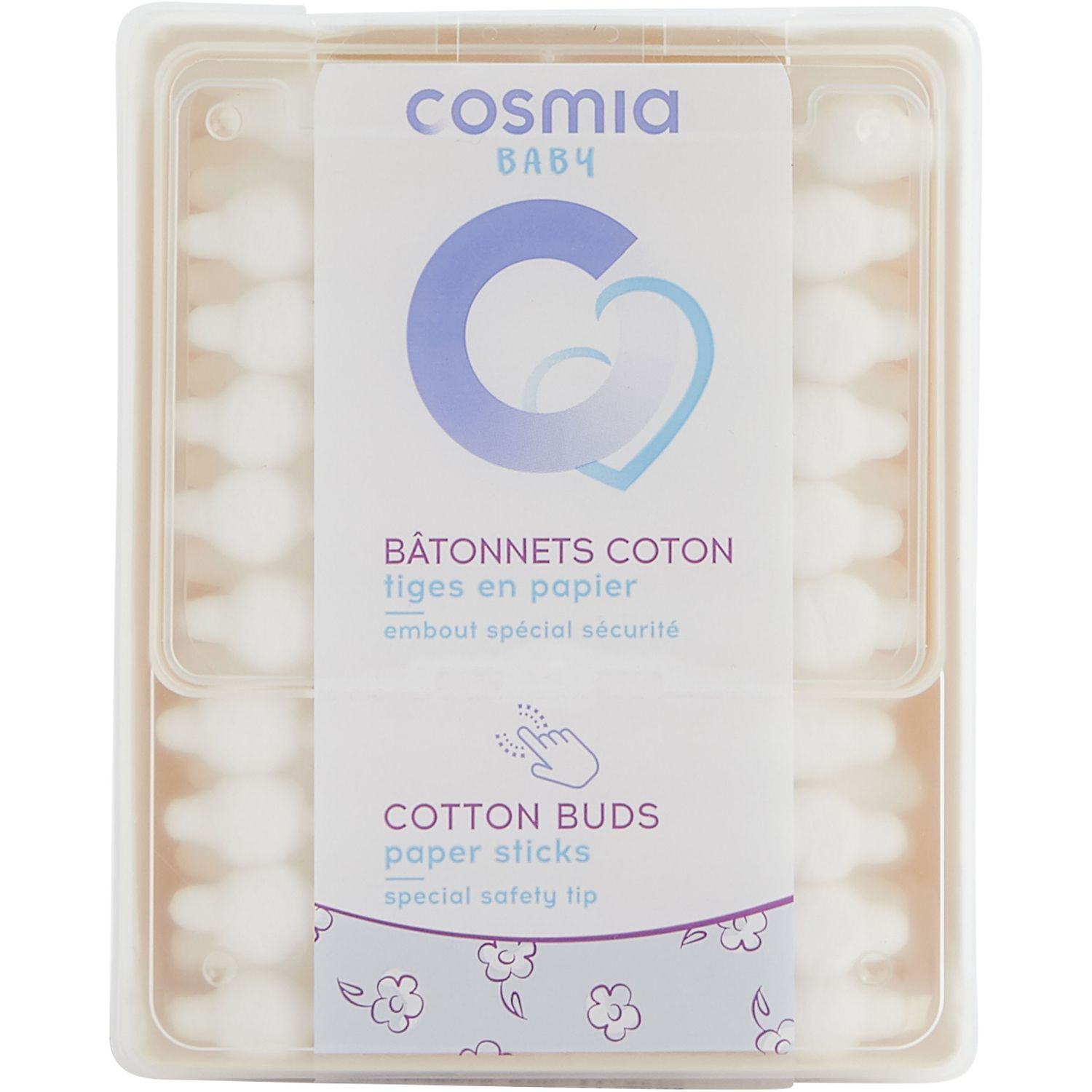 Cosmia Baby Batonnets Coton Tiges Bebe En Papier 60 Coton Tiges Pas Cher A Prix Auchan
