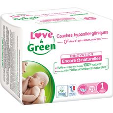 LOVE & GREEN Couches écologiques taille 1 (2-5kg) 23 couches pas cher 