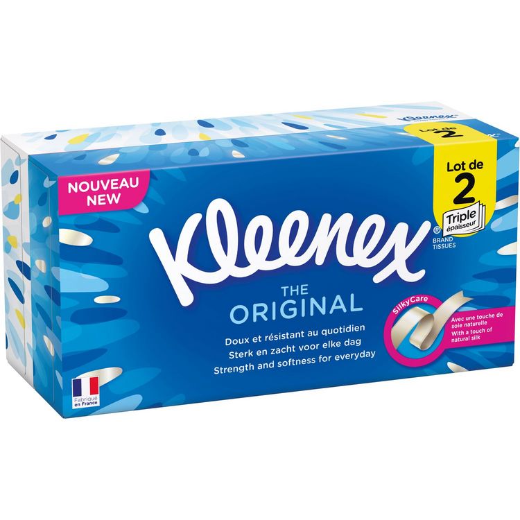 LOT DE 8 - KLEENEX Mouchoirs papier Boîte original family 140 Mouchoirs