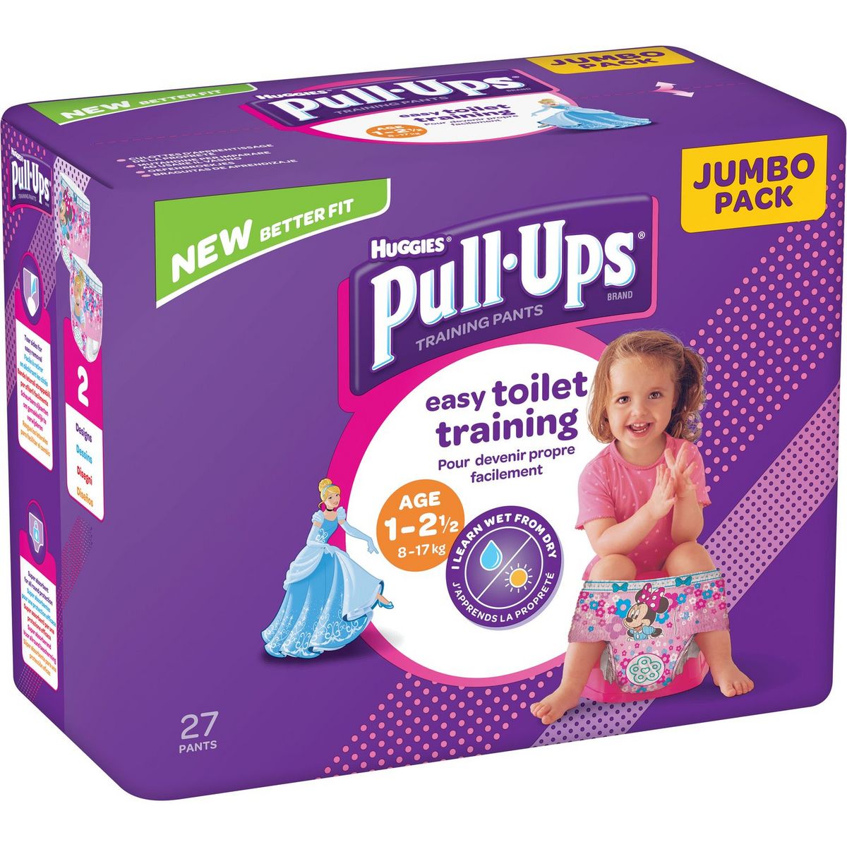 HUGGIES Pull-ups culottes d'apprentissage fille taille 4 (8-17kg