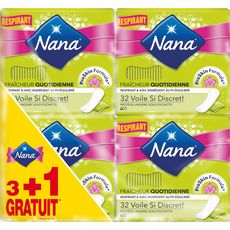 NANA Protège lingerie fraîcheur sous pochette 3+1 offert 4x32 pièces