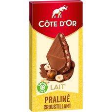 COTE D'OR Tablette chocolat au lait praliné croustillant 155g