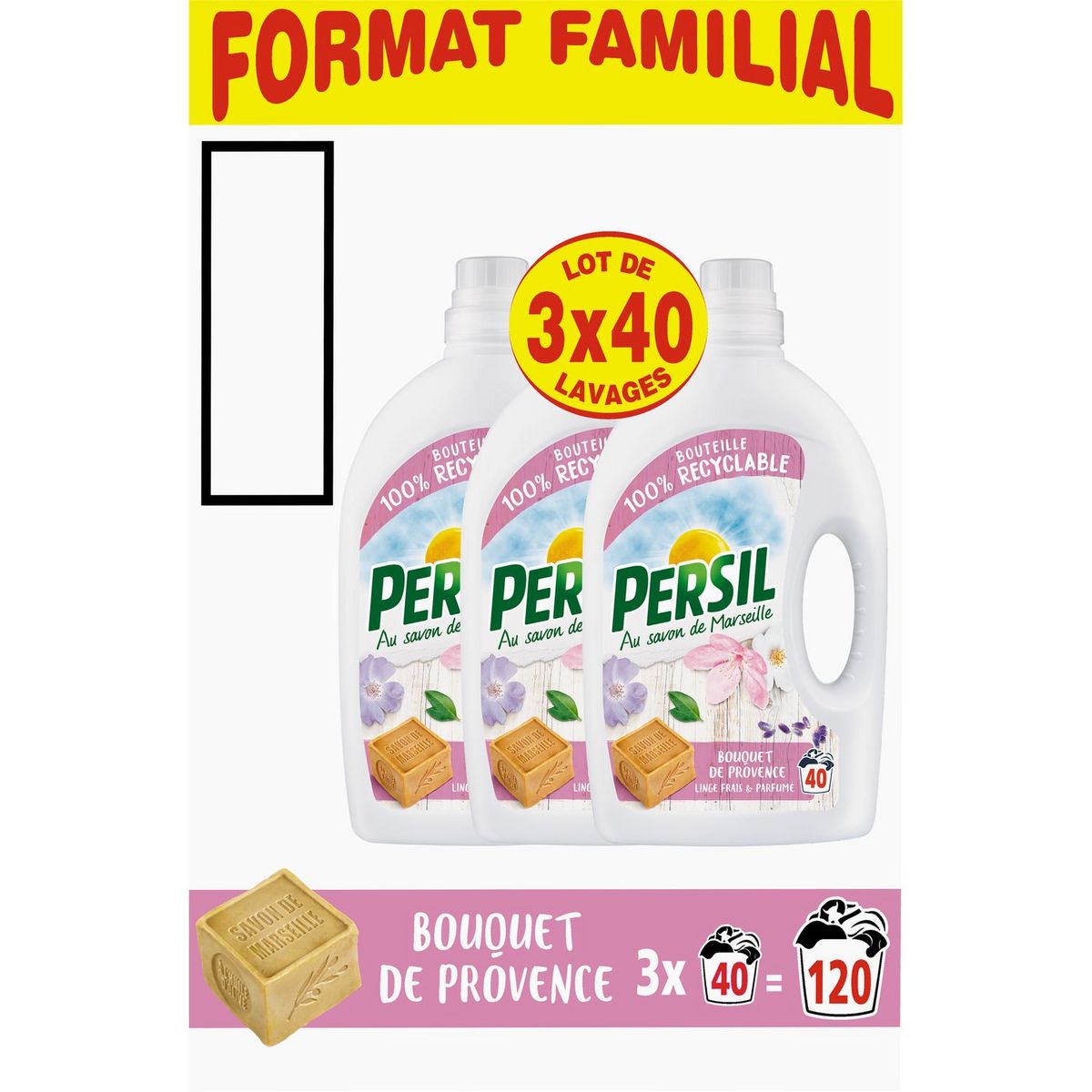 PERSIL Persil Lessive liquide savon de Marseille parfum bouquet de Provence 3x2l 3x40 lavages 3x2l
