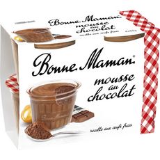 BONNE MAMAN Mousse Au Chocolat Aux œufs Frais 4x50g Pas Cher à Prix Auchan