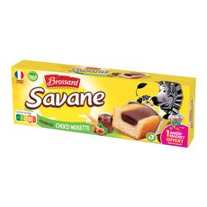 SAVANE Gâteaux fourrage cacaoté noisette, sachets individuels 7 gâteaux 175g