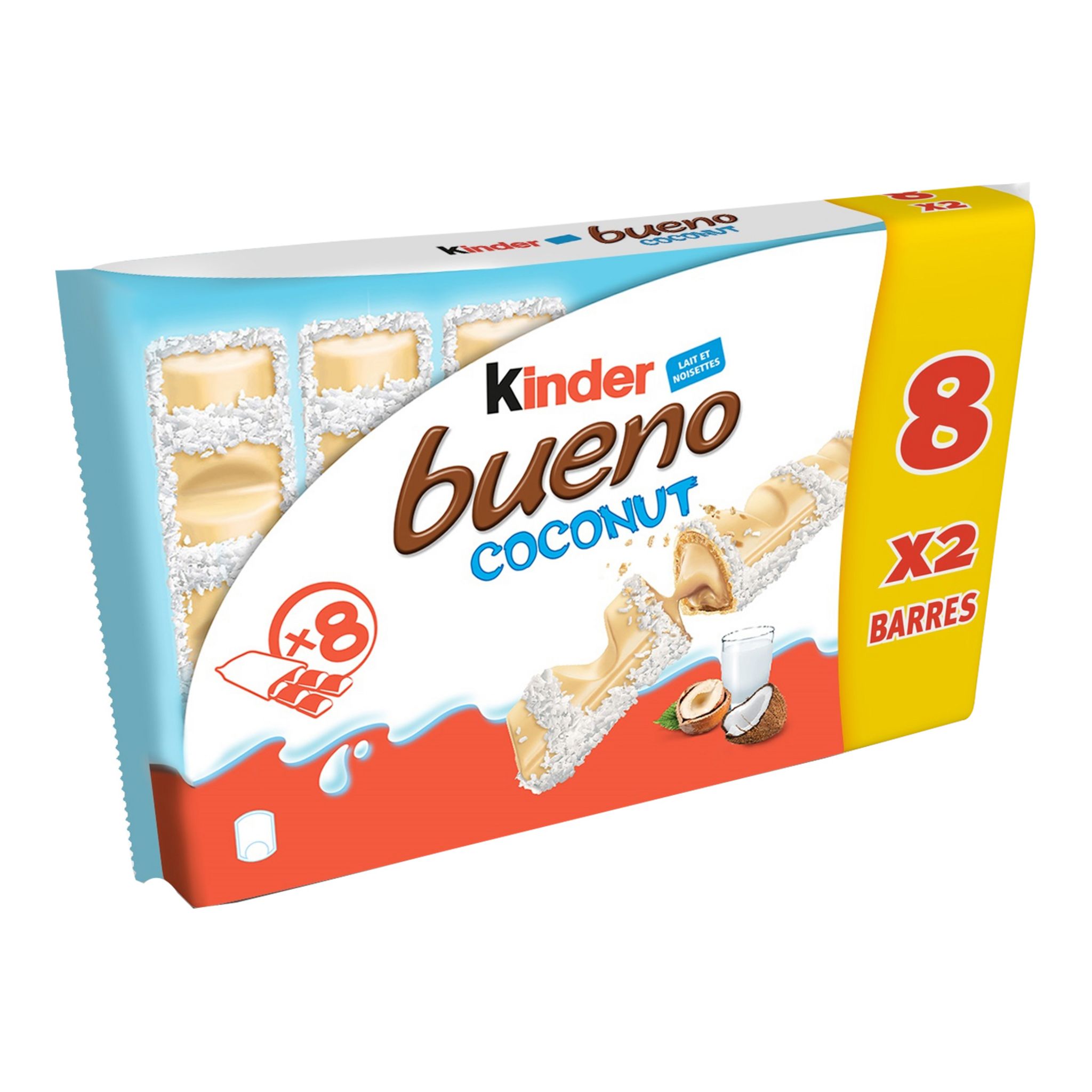 KINDER Kinder Bueno white coco x8 -312g 8 pièces 312g pas cher 