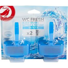 AUCHAN Blocs Wc Fresh nettoie et parfume eau bleue 2 blocs