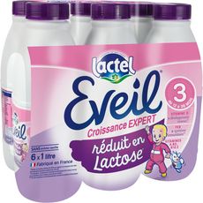 LACTEL Eveil 3 lait croissance expert réduit en lactose de 12 à 36 mois 6x1l