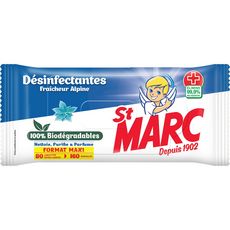 ST MARC Lingettes nettoyantes désinfectantes biodégradables 80 lingettes