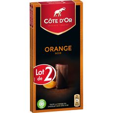 COTE D'OR Tablette chocolat noir à l'orange dégustation 2x100g