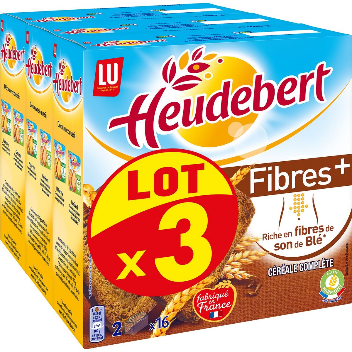 Biscotte à la farine de blé complet, Heudebert (2 x 16, 280 g)