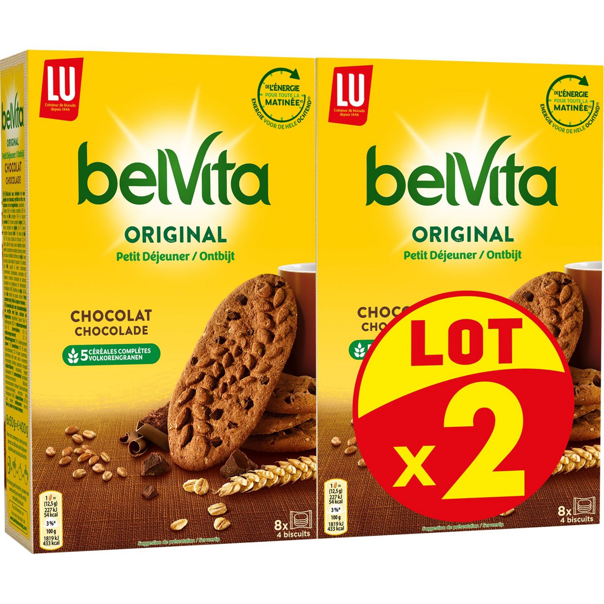 Belvita Original Biscuits Petit Dejeuner Au Chocolat Sachets Fraicheur 2x400g Pas Cher A Prix Auchan