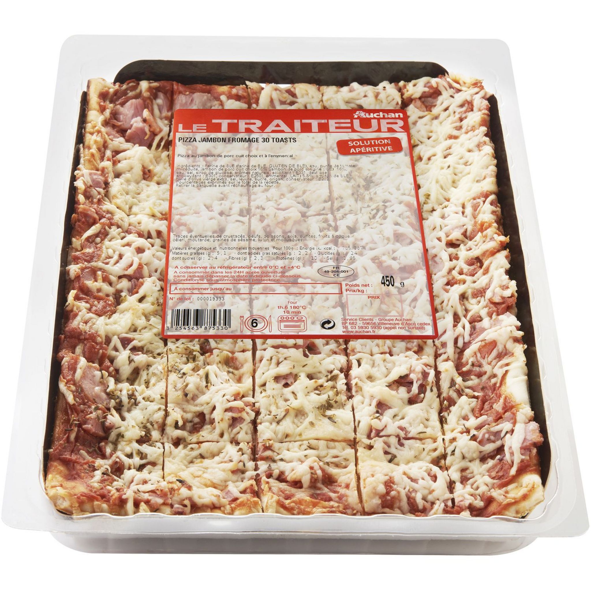 PLAQUE PIZZA JAMBON/FROMAGE 80P