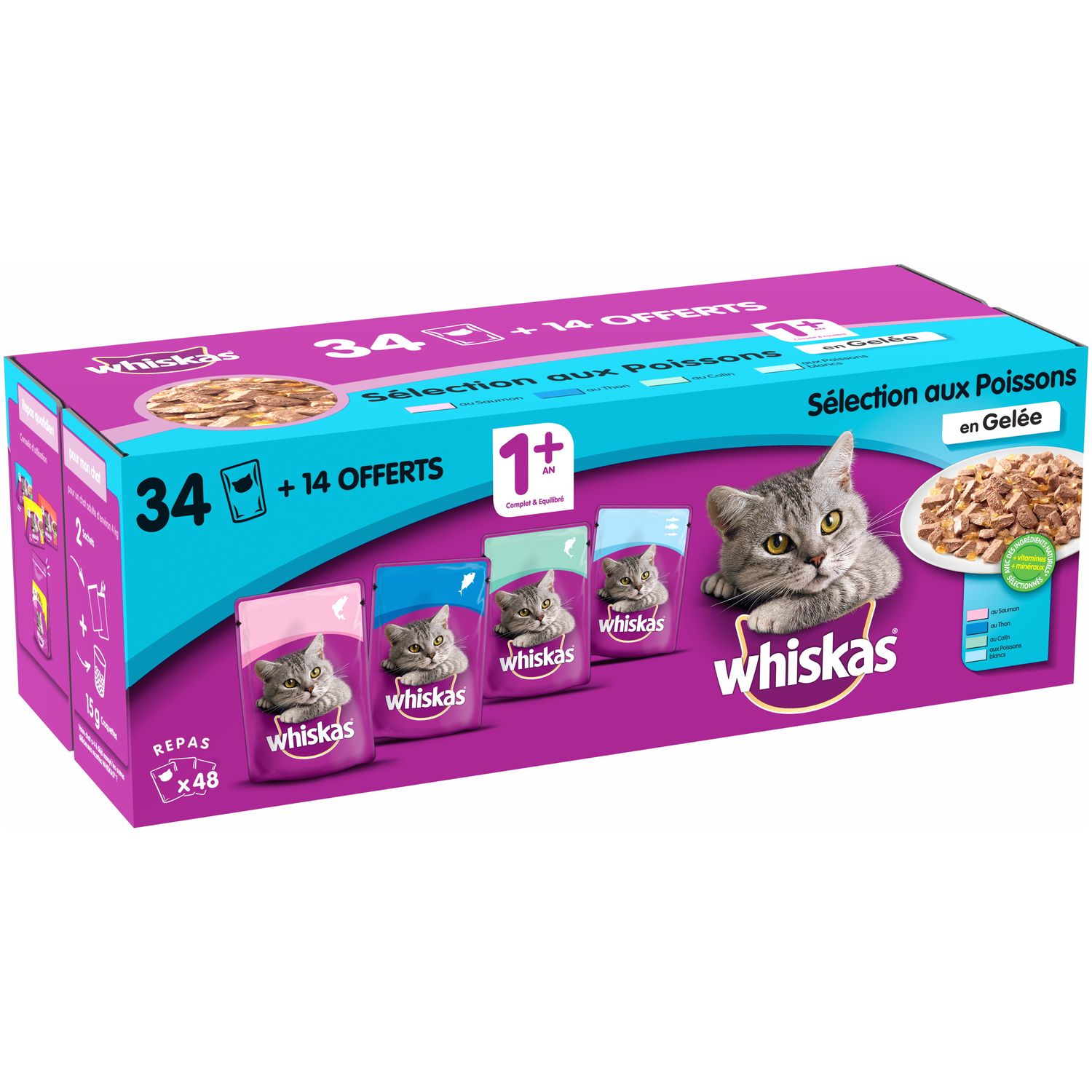 WHISKAS Sélection aux poissons en Gelée.