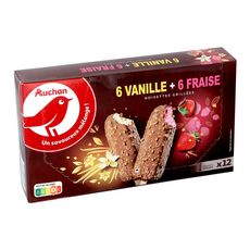 AUCHAN Bâtonnet glacé vanille fraise 12 pièces 450g