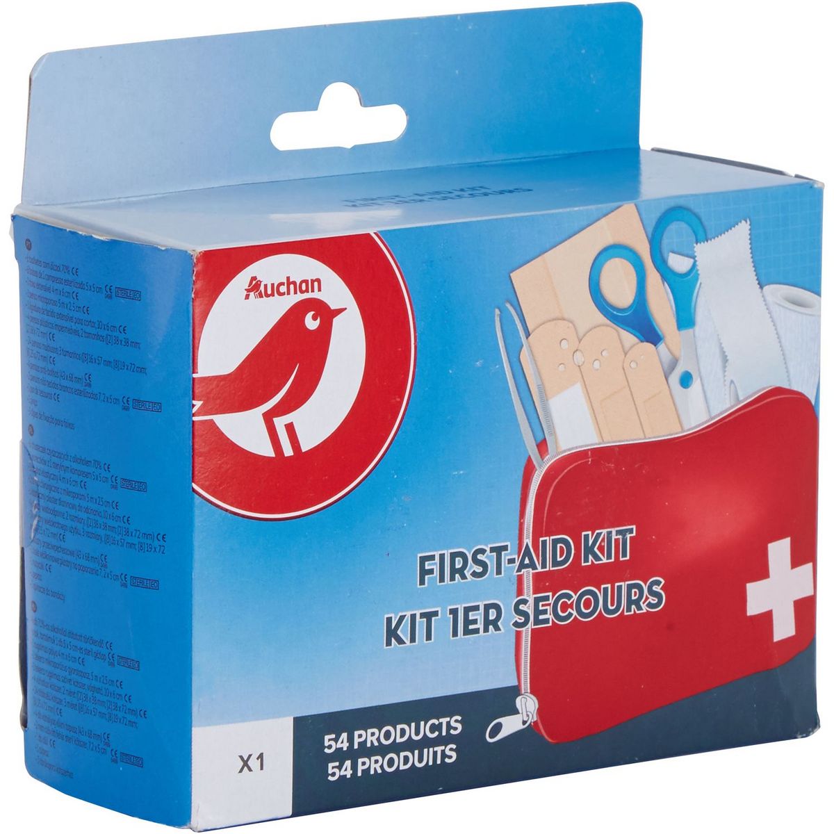 AUCHAN Trousse kit de 1er secours 54 produits 54 produits pas cher 