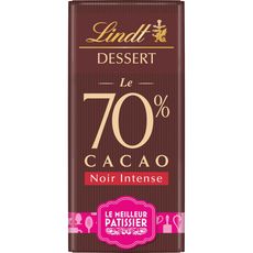 LINDT Dessert Tablette de chocolat à pâtisser noir intense 70% de cacao 1 pièce 180g
