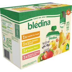 BLEDINA Gourdes dessert purée de fruits dès 8 mois 8x90g pas cher 